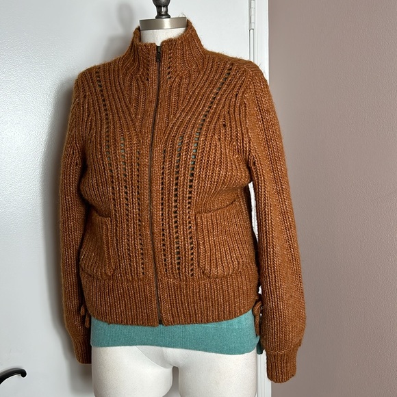 & other stories zip cardigan brown chunky size US small - Picture 6 of 16
